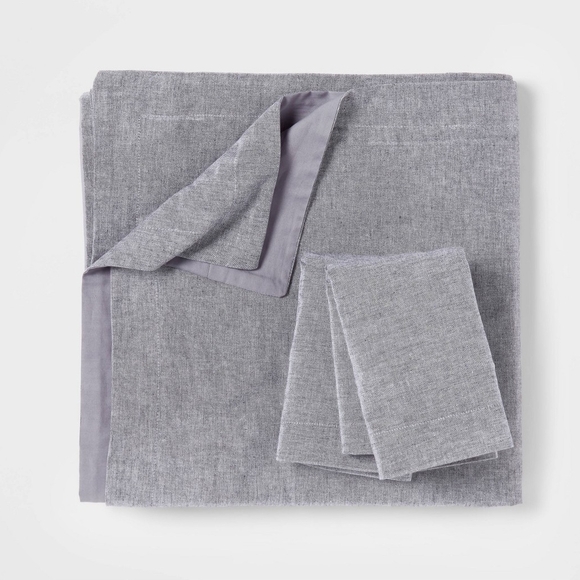 Threshold King Cotton Linen Chambray Duvet Cover 8 Sham Set Navy